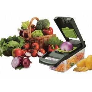 Multi-Function Vegetable Chopper & Dicer – Manual Food Slicer with Container