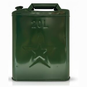 20L Metal Jerry Can – Heavy Duty Green Fuel Container, Steel Petrol & Diesel Storage Can, Leak-Proof, Off-Road & Emergency Use