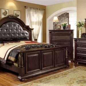 Luxury Leather Bedroom Set Antique Wooden Queen Cover