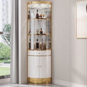 Modern Gold Stainless Steel Glass Rack Display Cabinet Wine Sideboard