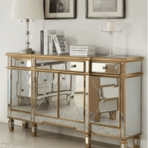 Elegant Gold Living Mirror Cabinet Console Table Mirror Cabinet