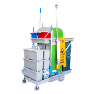 Commercial Multi-Purpose Janitor Cleaning Cart with Mop and Refuse Bag