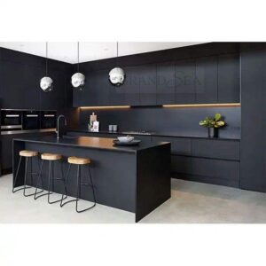 Black Lacquer Finish Modern Kitchen Cabinet