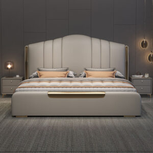 Luxury Leather Bed Italian High-end First Layer Cowhide 1.8m