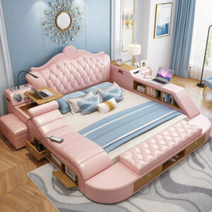 Modern Luxury Smart Leather Bed Big Tatami Multifunctional Under-bed